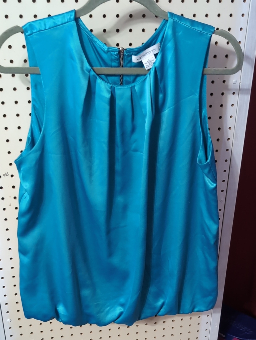 Liz Claiborne Satin Sleeveless Blouse in Teal